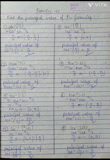 "Inverse trigonometric functions" chapter 2 class 12 maths exercise 2.1 full with formulas
