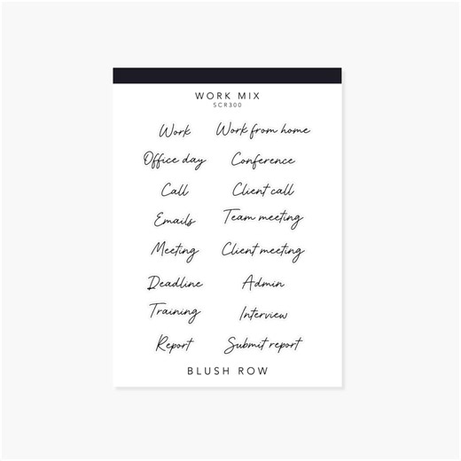 Work Planner Stickers | Script Planner Stickers | Minimal Planner Stickers - Etsy