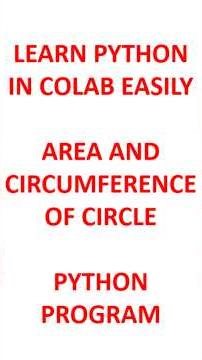 Area and Cicumference of Circle-Python in Colab-ATP-S1#ktubtech #ucest105#python#shorts#shortsfeed