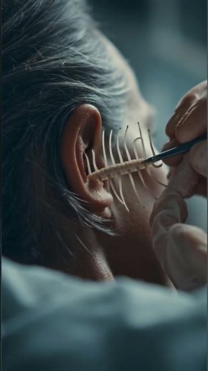 Removing big centipede from ear hole.