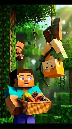 Steve vs Alex in the Jungle! 🍌 | Minecraft 3D Shorts