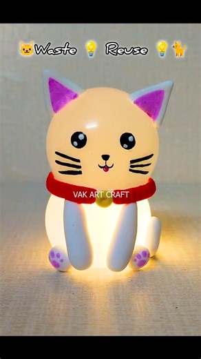 Waste LED Bulb Reuse Idea 💡 DIY Cute Lamp 🐱✨❤️😍#diy #trending