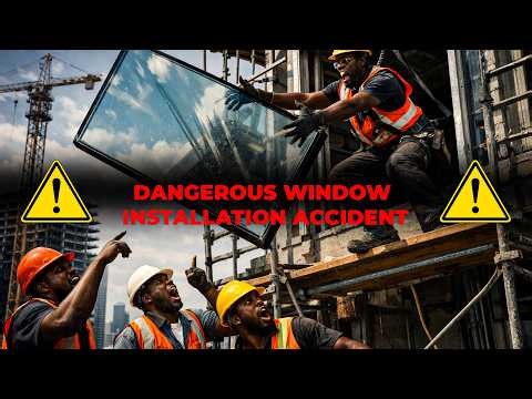 Dangerous Window Installation Accident on Site