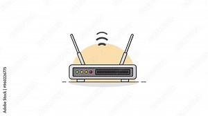 4k Wifi Router with Network Icon. Network Service Concept Animation Video