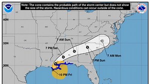 Potential Tropical Cyclone 3 slows down, bringing tropical storm force winds to Gulf Coast