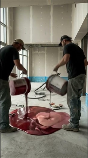 Valentine’s Day Dining Room Makeover ❤️ Ruby Red Metallic Epoxy Floor Transformation #shorts