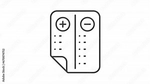 2D black creative thin line animation of positive and negative points, HD video with transparent background, seamless loop 4K video representing comparison icons.