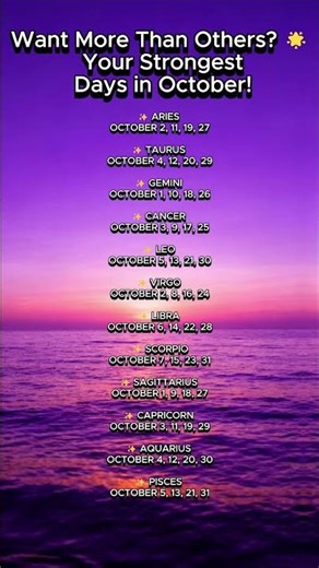 October Horoscope 2025:🌟 Your Strongest Days in October!