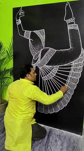25K views · 441 reactions | Indian Classical Dance ✨ | Stunning Chalk Art on Blackboard #art #reelsviralシ #danceart | Chanchal Basu | Facebook