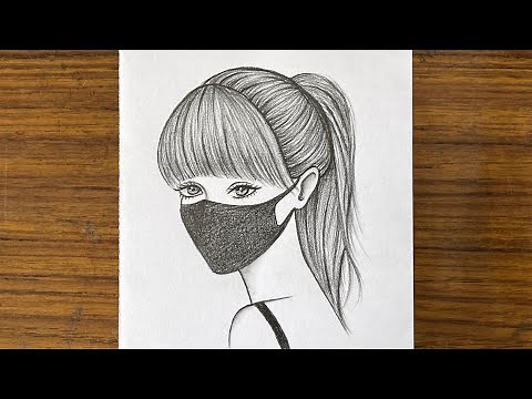How to draw a girl with face mask || Girl drawing step by step || Easy and beautiful drawing