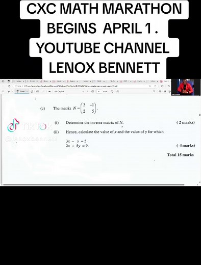 CXC Math Marathon with Lennox Bennett Starts April 1