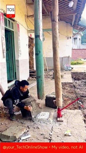 COLUMN LIFTED 💥 no machines#skills #crafts #shorts #manualwork #engineeringhack