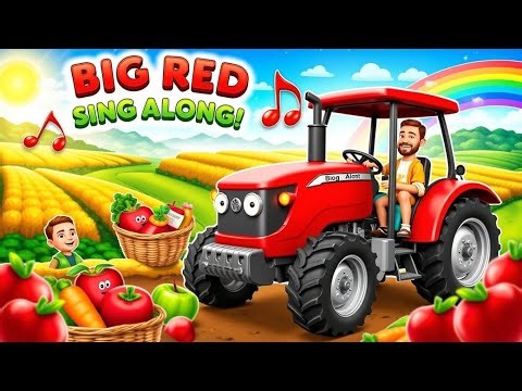 🎃🚜 Kids Sing Along – Big Red Tractor Fun! | Farm Harvest Song & Healthy Eating 🍎🌽 - Tiny Tubes TV