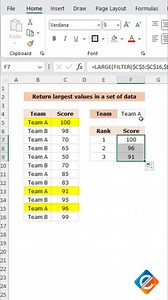 14K views · 127 reactions | Excel Ranking Brilliance: Use LARGE and...