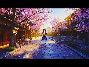 Beautiful Anime Sakura Street Ambience – Peaceful Cherry Blossom Walk | Relaxing Japan Aesthetic