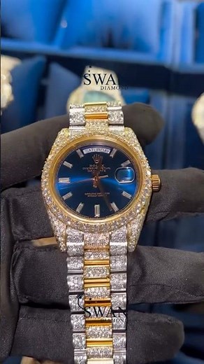 🔥 Rolex Blue Face Iced-Out Watch | Two Tone Diamond Rolex Luxury Timepiece 💎⌚