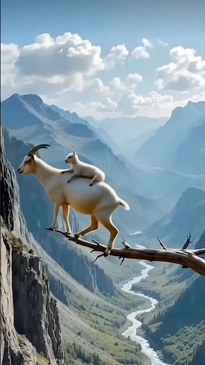 Exciting Moments!! Goats walk and jump onto cliffs, Defying Gravity