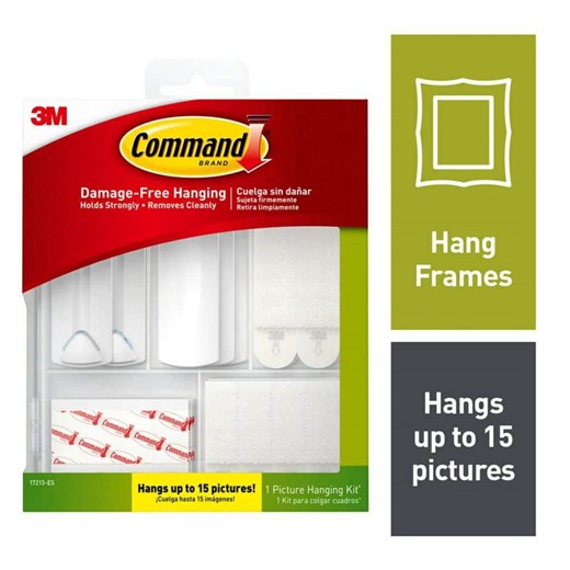 Check The Home Depot's Q&A Before Buying: Command Picture Hanging Kit, 5 Hangers, 12 Pairs Picture Hanging Strips, 16 Poster Strips