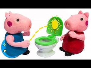 Peppa Pig Play-Doh Stop-Motion: Toilet Training Peeing With Crying George