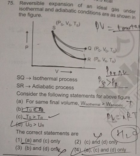 Reversible expansion of an ideal gas under isothermal and adiab... | Filo