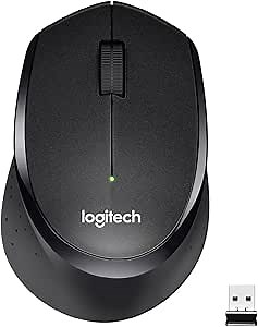 Logitech M330 Silent Plus Wireless Mouse, 2.4 GHz with USB Nano Receiver, 1000 DPI Optical Tracking, 3 Buttons, 24 Month Life Battery, PC/Mac/Laptop/Chromebook - Black