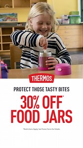 Fresh lunches, fresh savings! ✨ Enjoy 30% off Thermos® Brand food jars—the perfect way to keep little ones’ school lunches hot, cold, and always deliciously fresh. Easy to clean, easy to use, and perfect for school days. | Thermos