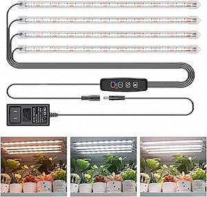 LED Grow Light Strips, 240 LEDs Full Spectrum Grow Lights for Indoor Plants with Auto ON/Off Timer, 10 Dimmable Levels, Plant Growing Lamps for Greenhouse Shelves Seed Starting