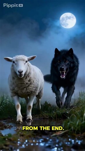 a sheep getting chased by wolves