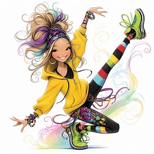 Dancing Hip Hop Girl Clip Art 10 High Res Watercolor Jpgs Junk Journaling, Scrapbooking, Card Making, Digital Download Kit, Cool Dancer - Etsy