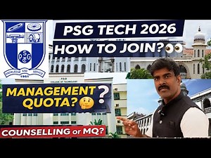 Admission 2026:PSG College of Technology-Coimbatore| Management Quota Started?