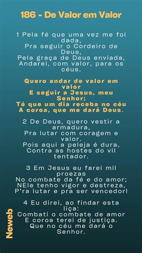 Hino 186 De Valor em Valor