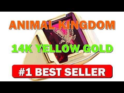 Animal Kingdom 14K Yellow Gold Rectangular Burgundy Cubic Zirconia Mens American Patri - B00JOTSVQ8