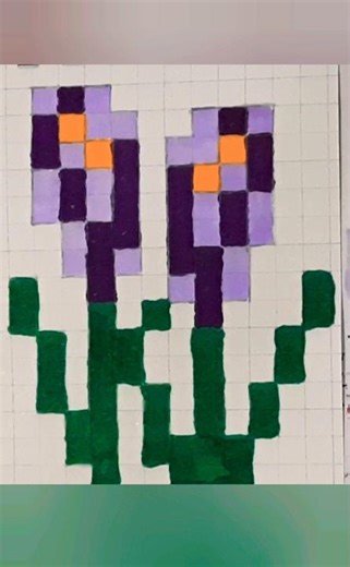 Lavender Flowers Pixel Art 🪻💜 Easy Graph Sheet Drawing | Craft And Paper