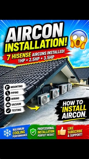 How to Install Aircon | Complete Hisense Air Conditioner Installation#hvac #acrepair #shorts