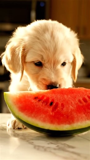 Puppy's First Watermelon Reaction!