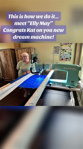 Kat’s Handi Quilter Limited Edition Amara 24 (aka Elly May) landed just in time for Christmas! This is how we do it at Two Chicks…with heart, friendship, and a whole lot of quilting! Congrats my friend, she is a beauty! ❤️🐥🐥 #TwoChicksQuilting #QuiltLife #friendsoftwochicksquilting #HandiQuilter | Two Chicks Quilting