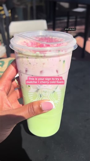 Iced Matcha with Cherry Cream Cold Foam Recipe