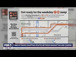 F and M trains to swap routes between Manhattan and Queens starting Monday