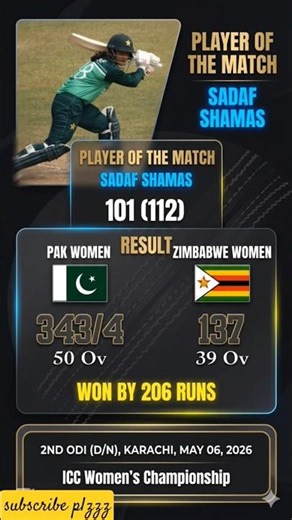 PAK Women vs ZIM Women 2nd ODI Highlights 2026 | Sadaf Shamas & Gull Feroza Centuries #cricket