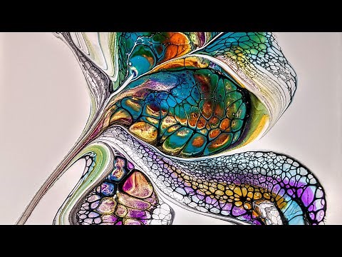 'Belladonna' Beautiful Acrylic Pour ~ Floral Bloomswipe Technique ~ #TLP (102)