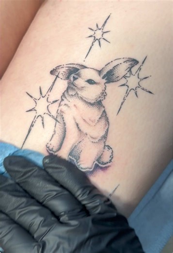 Cute Bunny Tattoo Design for Girlfriend