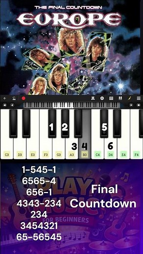 Final Countdown Easy Piano Tutorial 🎶 | Europe | Beginners | #Shorts | Play Music For Beginner
