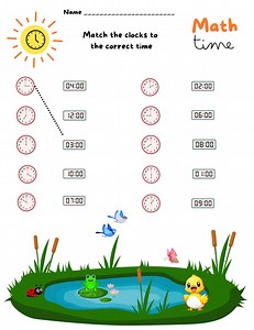 Clock Matching Worksheet: Math Time Printable (digital Download) - Etsy