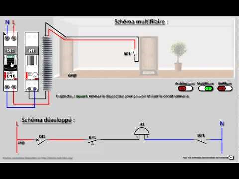 Schéma électrique d'un Circuit sonnerie filaire (sonnette)