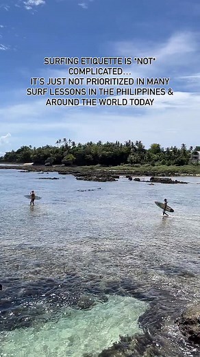 SURFING ETIQUETTE MATTERS MORE THAN YOU THINK. Surfing etiquette is not complicated. It just gets ignored in SO many surf lessons around the world. Most people are taught how to stand up on a board but not how to behave in a crowded lineup. When that happens, the ocean becomes chaotic. Boards become dangerous. And what should be a shared, beautiful space becomes stressful and unsafe. When I started @surfistasiargao and later became a surf coach and head coach of Surfista Siargao, I made a promis
