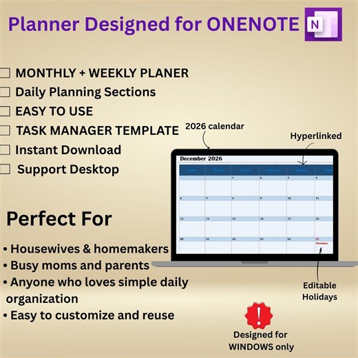Onenote Monthly Planner: Simple Daily Digital Planning (instant Download) - Etsy