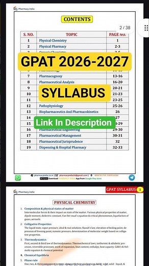GPAT 2026 - 2027 Syllabus Released #gpat2026 #gpat2027 #pharmacyindia #p+#niperjee