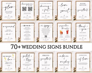Minimalist Wedding Sign Bundle, Modern Wedding Signage Bundle, Editable Wedding Signs Canva Template,  100 Wedding Reception Signs Set - Etsy