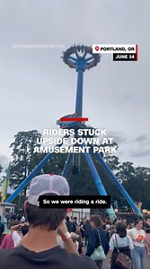Officials at Oaks Park in Portland, Oregon, aren't yet sure what led to one of their rides getting stuck and leaving about 30 people stranded upside down. | CNN