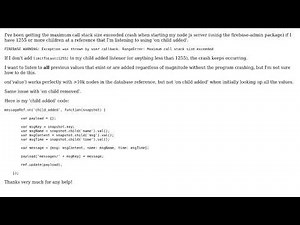 Maximum call stack size exceeded crash - Firebase on child added listener